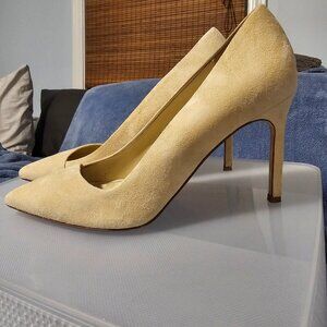 Cream suede high heels
